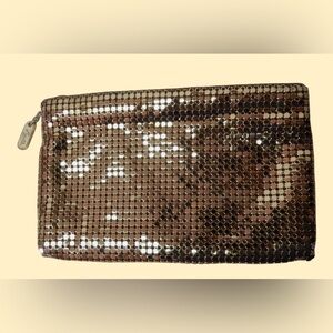 Lyrella Vintage Metallic Gold Sequin Metal Mesh Evening Clutch Handbag Purse